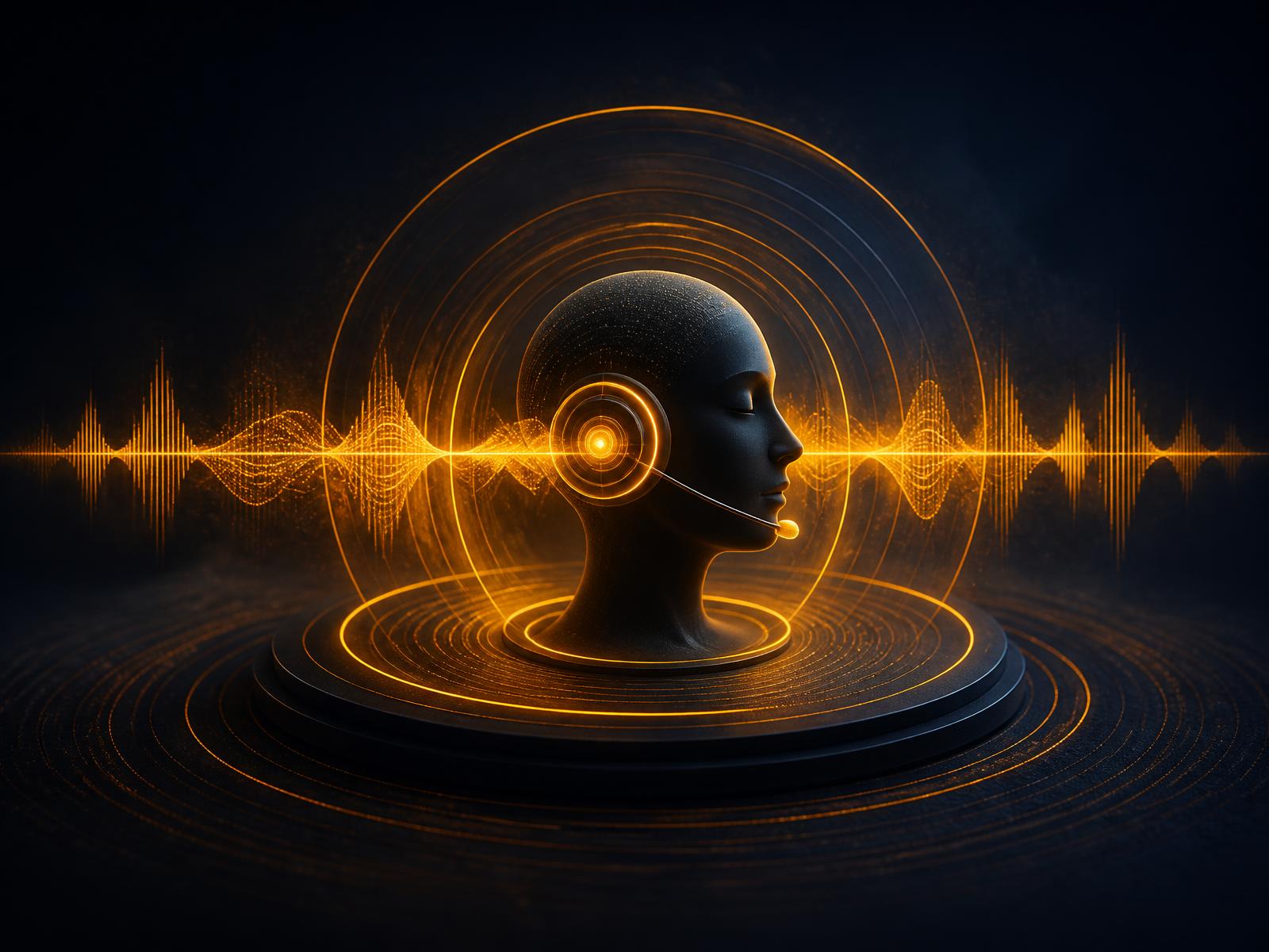 Abstract visualization of an AI voice receptionist answering a call